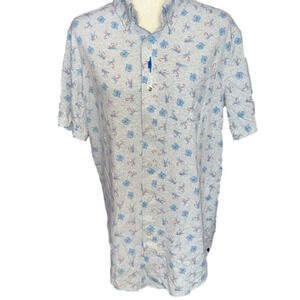 NEW Southern Tide Fly Fishing Lure Print Button Shirt M